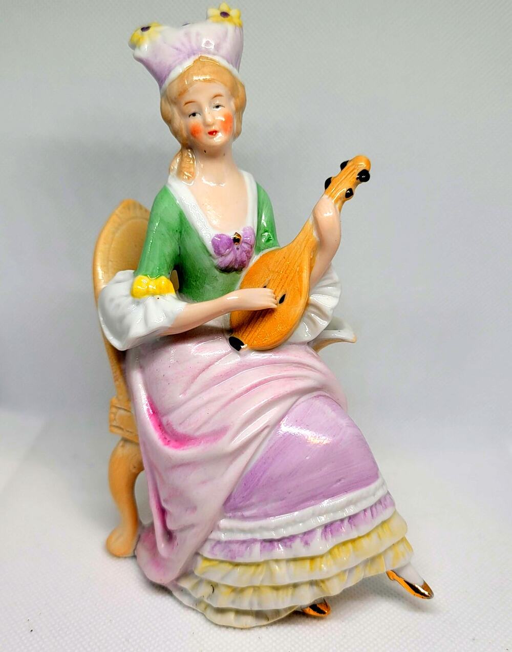 Antique Porcelain Grafenthal Lady Figurine Germany 6"  Tall 1880s Flower Vase